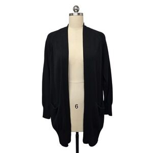 Vince Black 100% Cashmere Long Open Front Cardigan Sweater Size Small